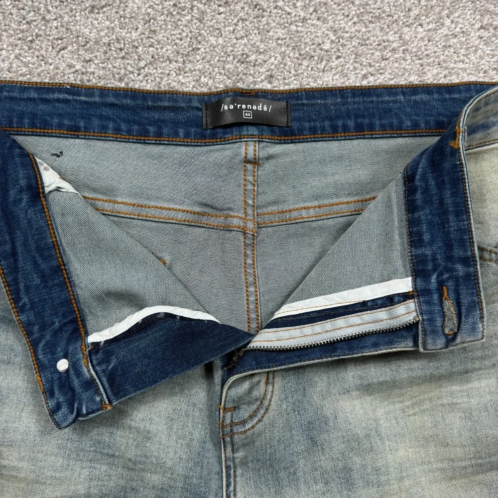 SERENEDE Jeans Men's 44x34 Light Wash Stretch Skinny Denim